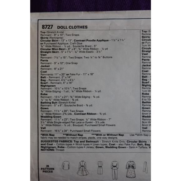 McCalls 8727 Sewing pattern Brooke doll clothes 1980s - Picture 4 of 7